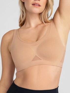 Honeylove Beige CrossFlex Activity Bra S++ Wireless Fuller Bust NWOT 34F/DDD-G